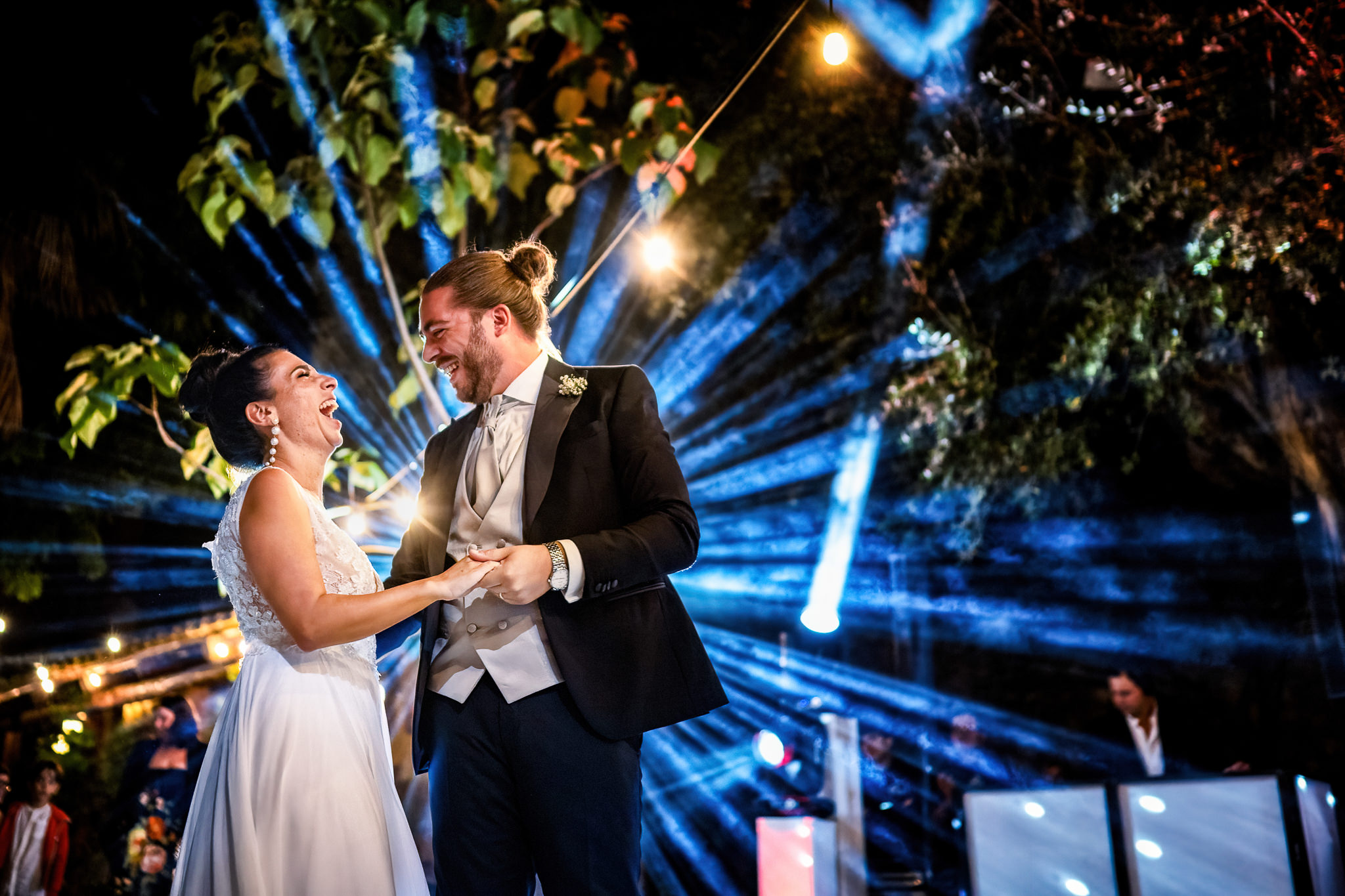 wedding party lights at the dance floor of Villa Zagara