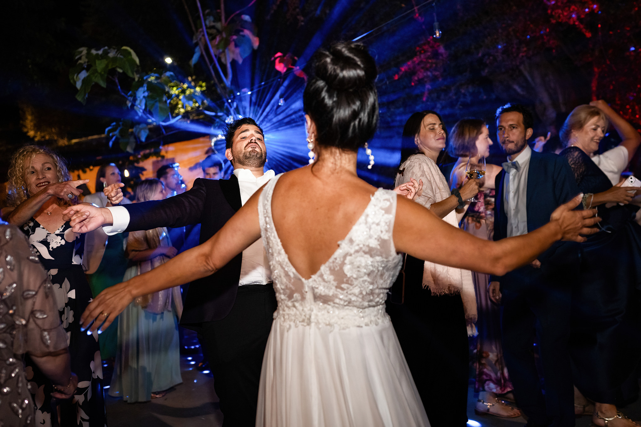 party lights at Villa Zagara wedding party